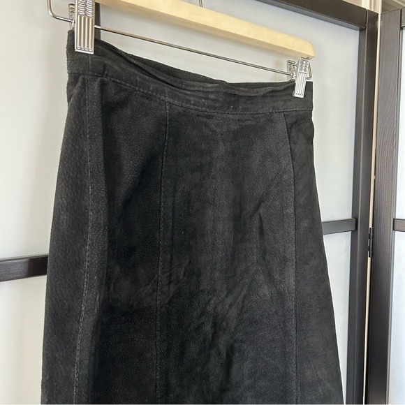 [XS/S] Vintage 100% Real Suede Black Midi Length Pencil Skirt Stunning - Picture 4 of 16